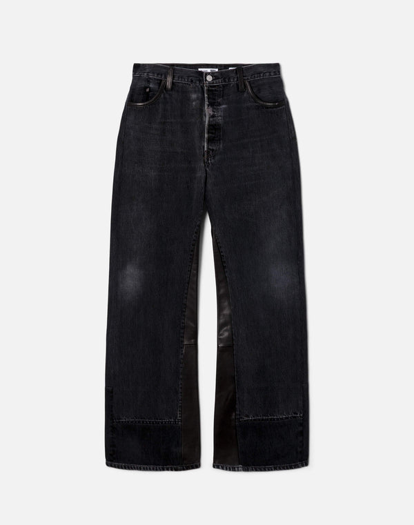 re done High Rise Wide Leg Black Leather