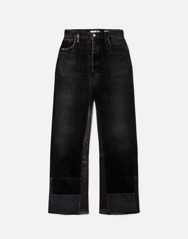 re done High Rise Wide Leg Black Leather