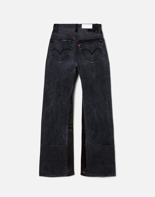 Re Done High Rise Wide Leg Black Leather