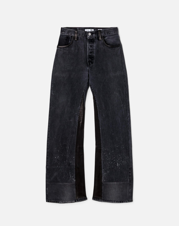 re done High Rise Wide Leg Black Leather