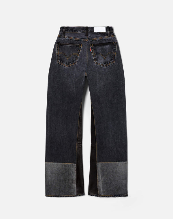 Re Done High Rise Wide Leg Black Leather