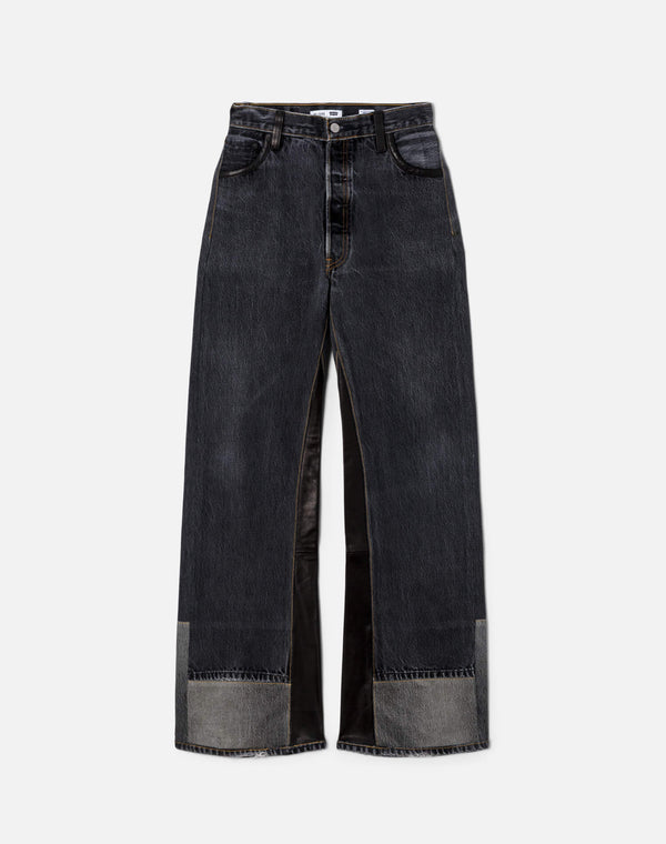 re done High Rise Wide Leg Black Leather