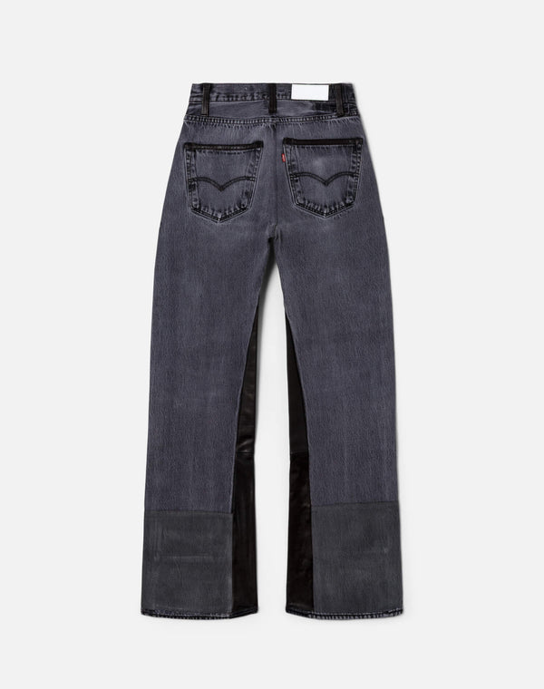 Re Done High Rise Wide Leg Black Leather