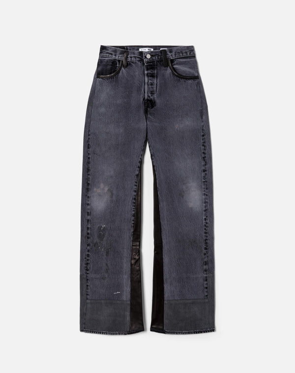 re done High Rise Wide Leg Black Leather