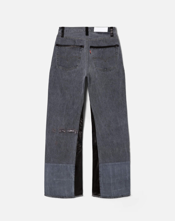 Re Done High Rise Wide Leg Black Leather