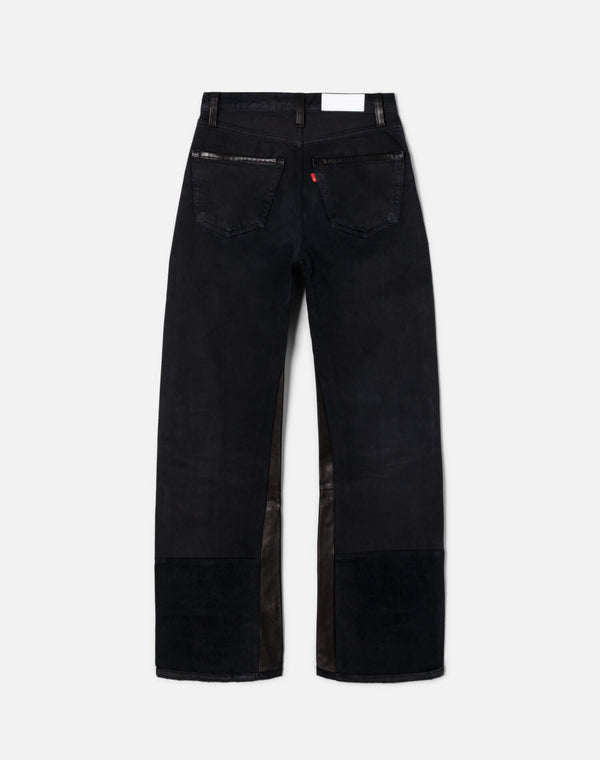 Re Done High Rise Wide Leg Black Leather