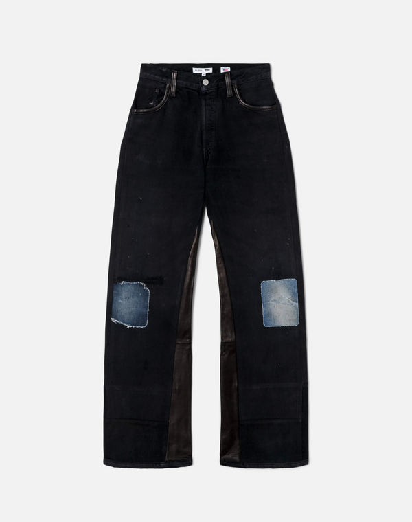 re done High Rise Wide Leg Black Leather