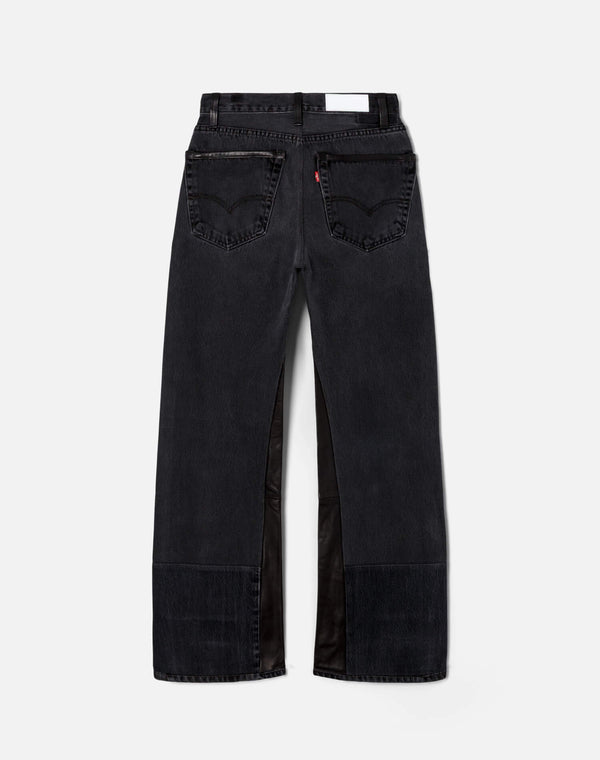 Re Done High Rise Wide Leg Black Leather