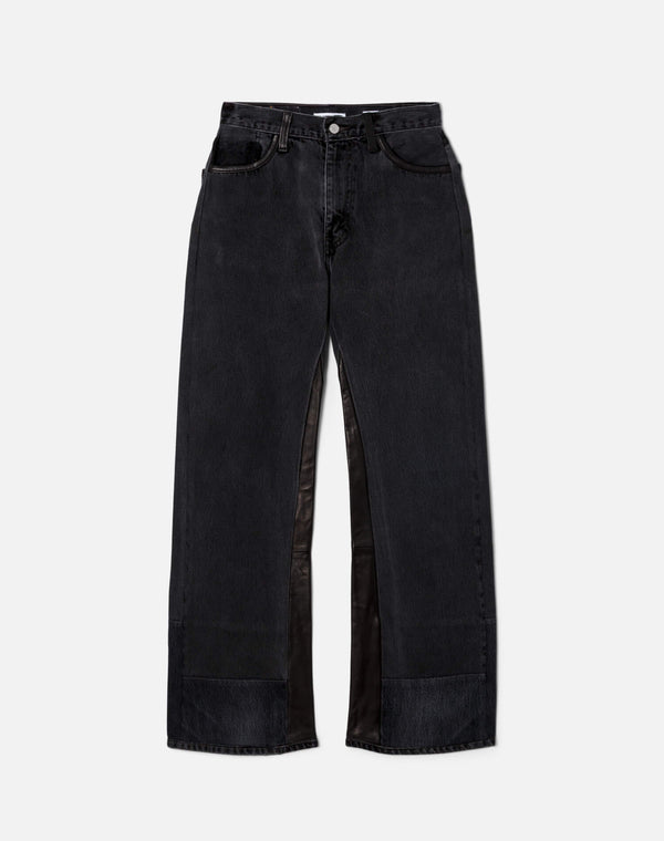 re done High Rise Wide Leg Black Leather