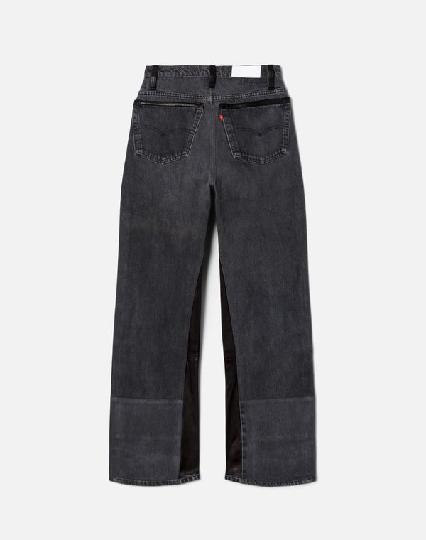 Re Done High Rise Wide Leg Black Leather