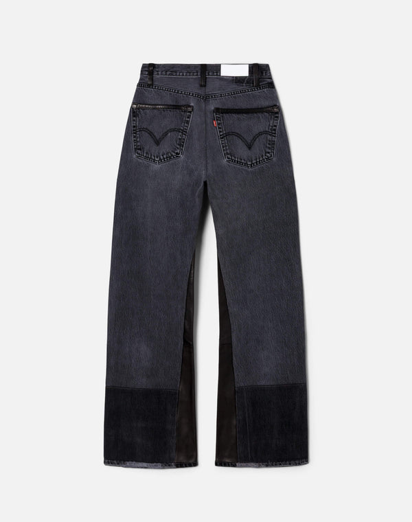 Re Done High Rise Wide Leg Black Leather