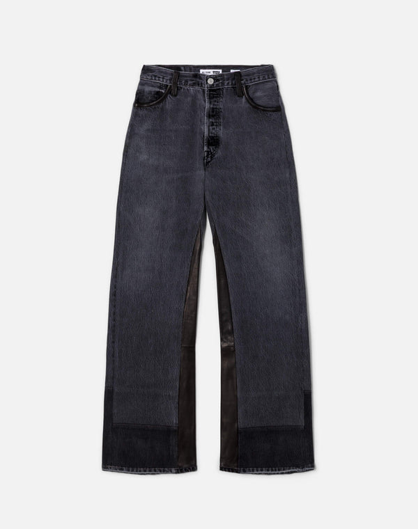 re done High Rise Wide Leg Black Leather