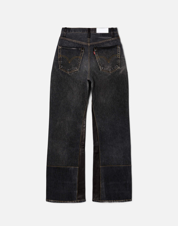 Re Done High Rise Wide Leg Black Leather