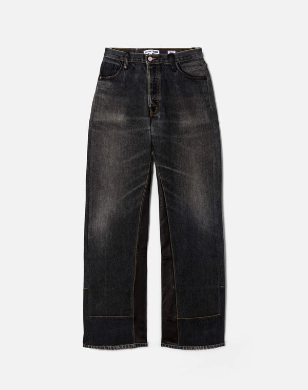 re done High Rise Wide Leg Black Leather