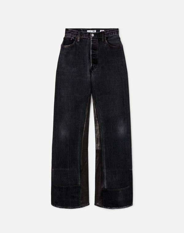 re done High Rise Wide Leg Black Leather