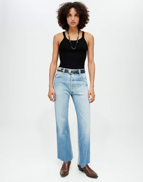 Re Done High Rise Wide Leg Crop Indigo