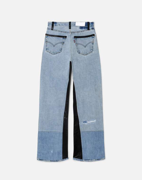 Re Done High Rise Wide Leg Indigo Leather