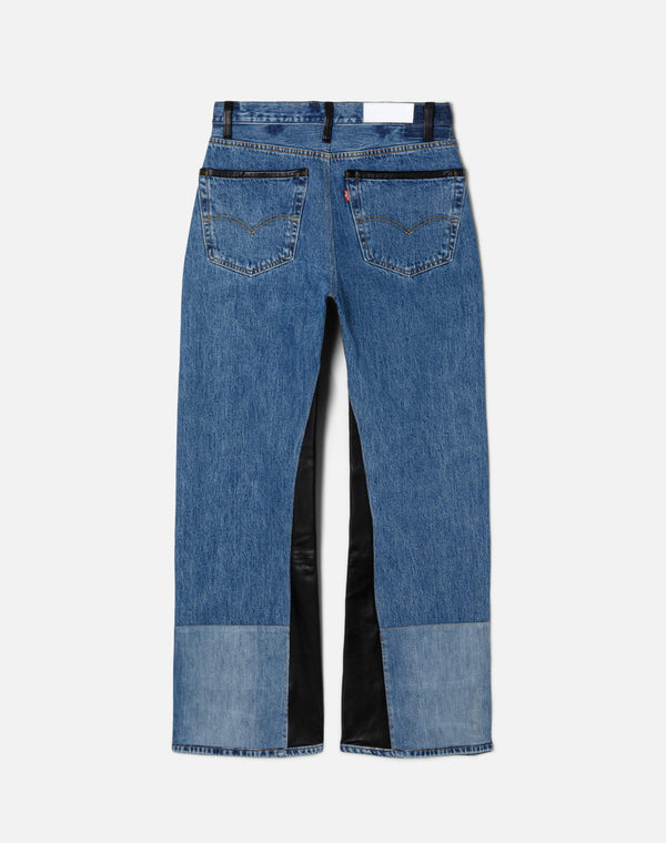 Re Done High Rise Wide Leg Indigo Leather