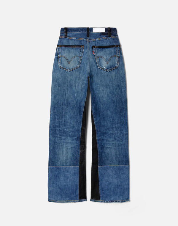 Re Done High Rise Wide Leg Indigo Leather