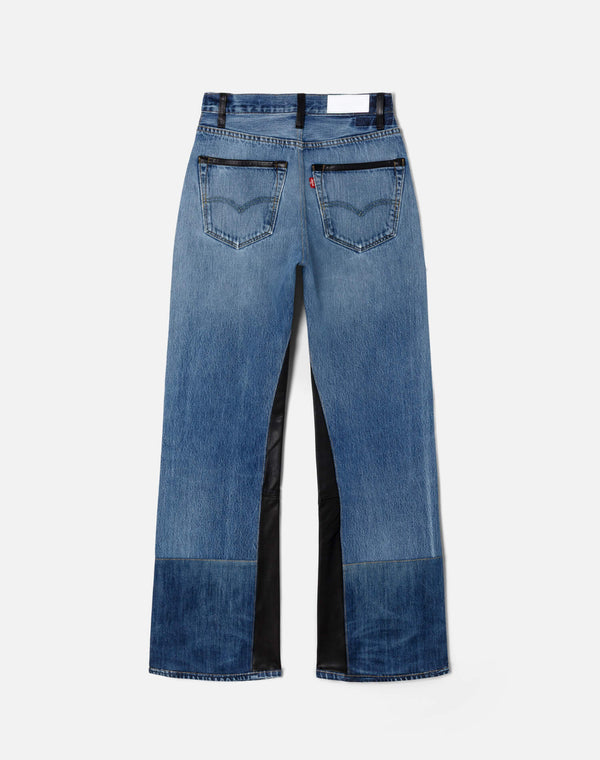 Re Done High Rise Wide Leg Indigo Leather