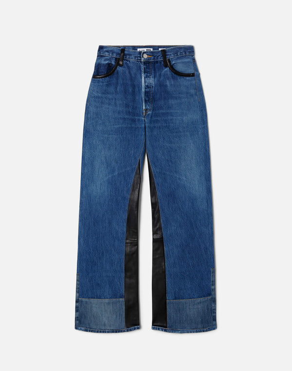 re done High Rise Wide Leg Indigo Leather