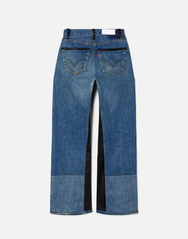 Re Done High Rise Wide Leg Indigo Leather