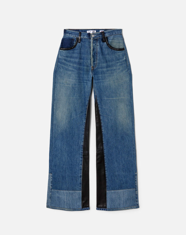 re done High Rise Wide Leg Indigo Leather