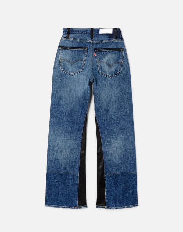 Re Done High Rise Wide Leg Indigo Leather