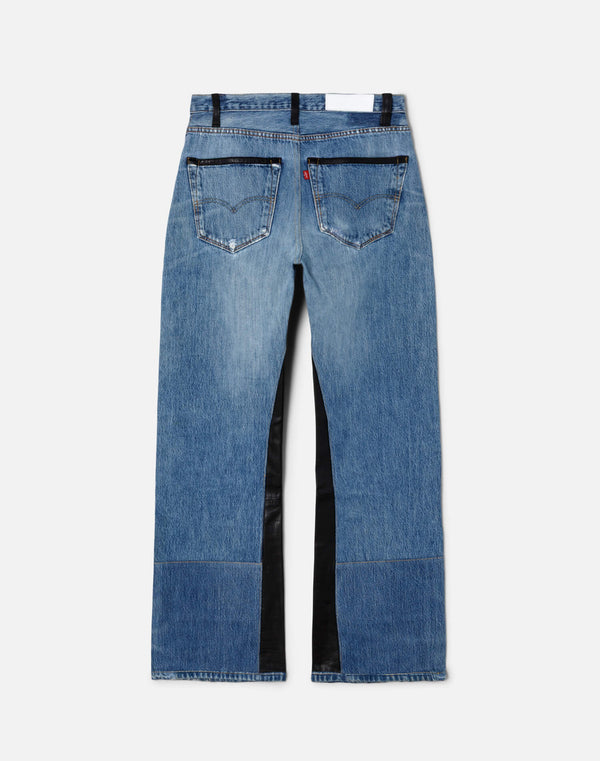 Re Done High Rise Wide Leg Indigo Leather