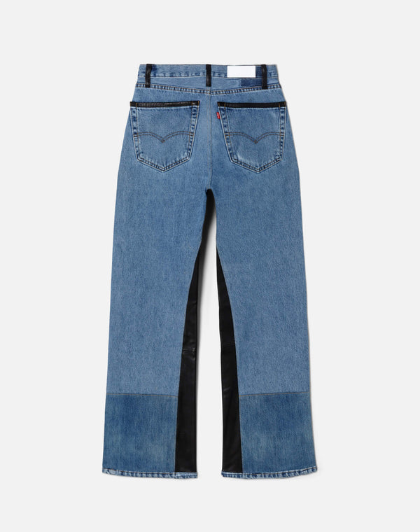 Re Done High Rise Wide Leg Indigo Leather