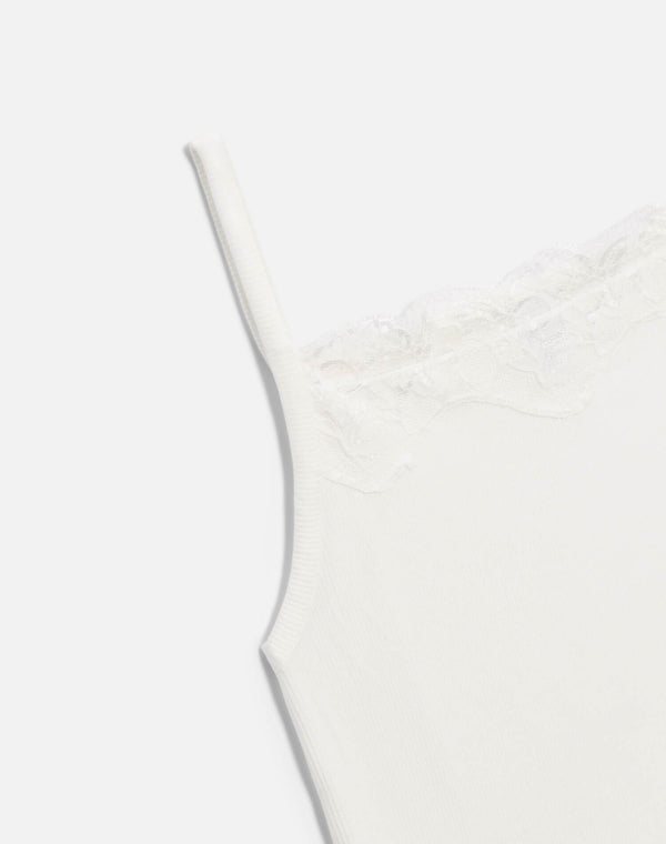 Re Done Lace Ribbed Cami Off White