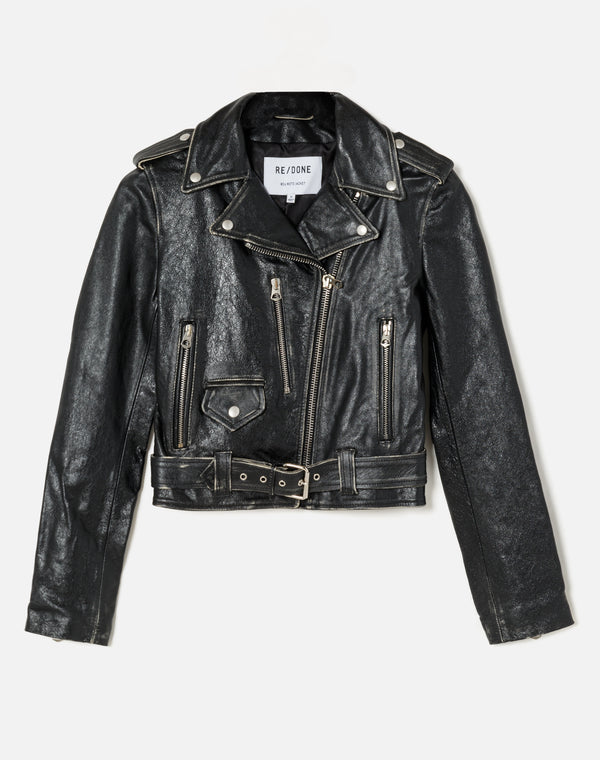 re done Leather Moto Jacket Vintage Black