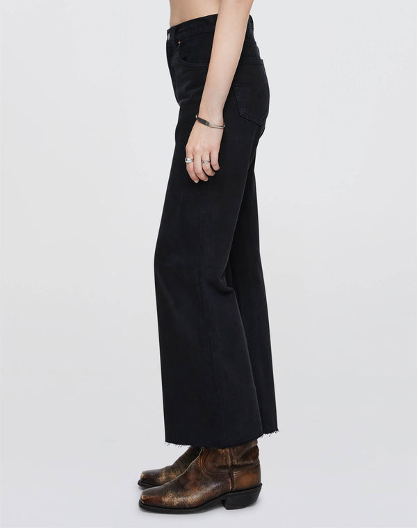 Re Done Levi's Black High Rise Wide Leg Crop