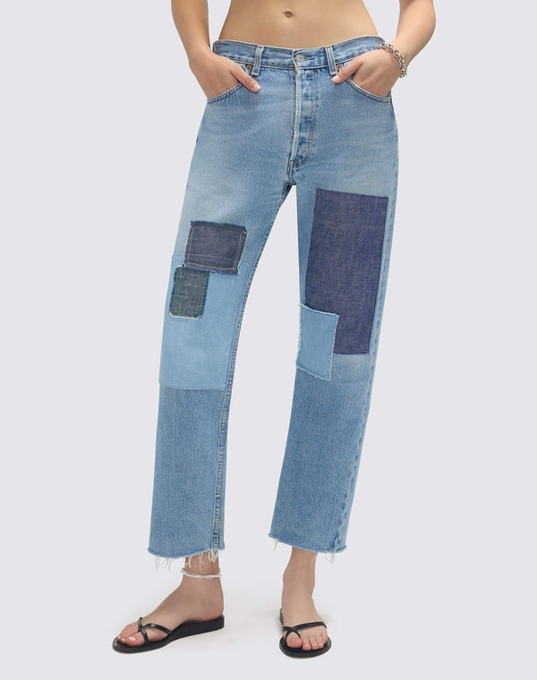 re done Levi's Patchwork Boyfriend Jean