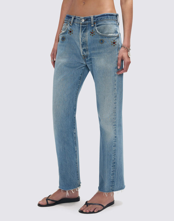 Re Done Levi's Studded Boyfriend Jean
