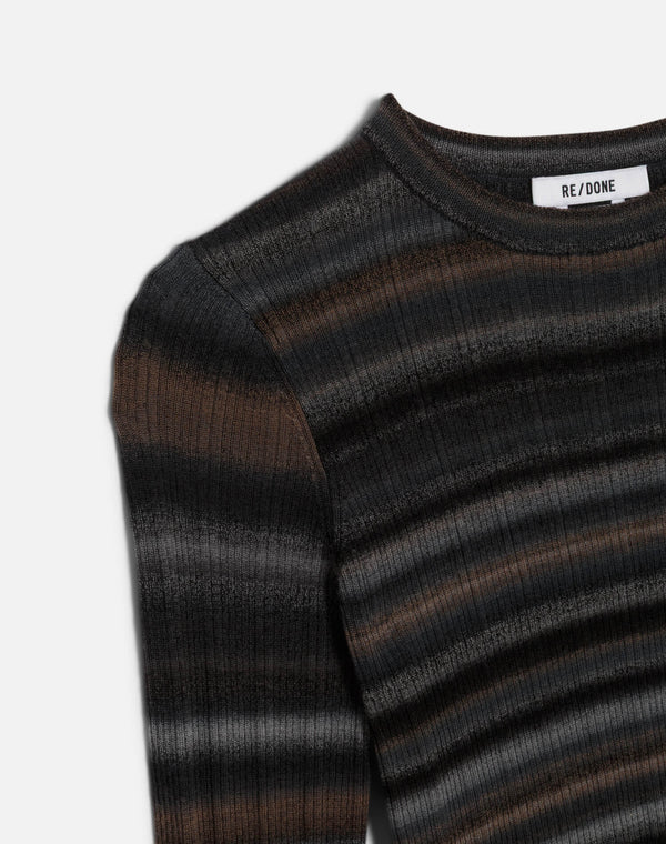 Re Done Long Sleeve Rib Crewneck Black Combo