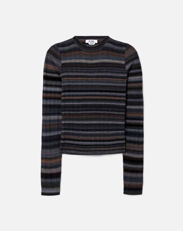 re done Long Sleeve Rib Crewneck Black Combo