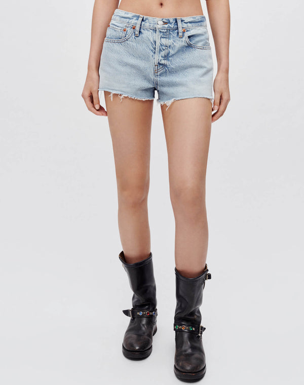 re done Mid Rise Relaxed Short Maliblue