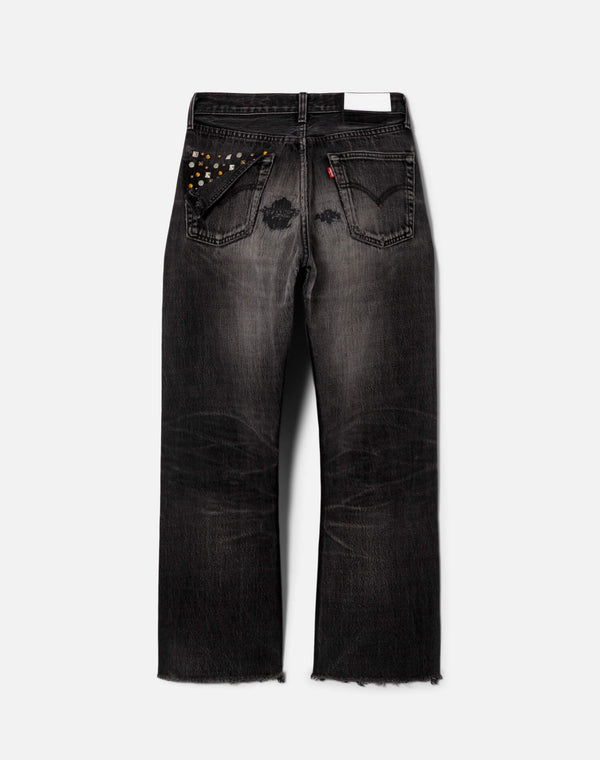 Re Done Multi Stud Boyfriend Jean Black Multi Stud
