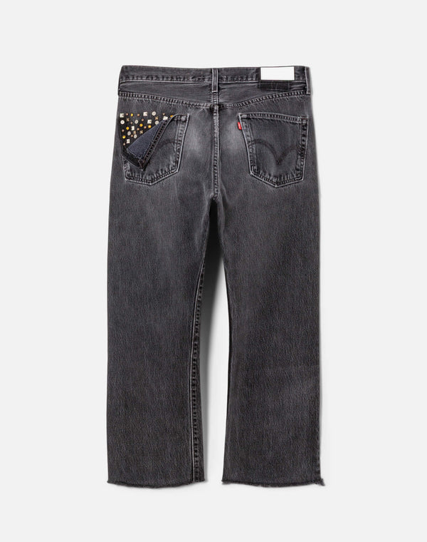 Re Done Multi Stud Boyfriend Jean Black Multi Stud