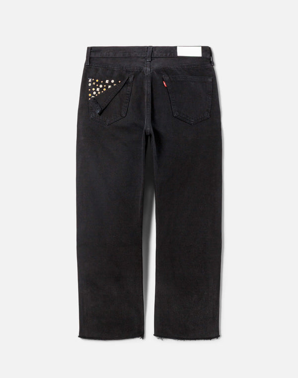 Re Done Multi Stud Boyfriend Jean Black Multi Stud