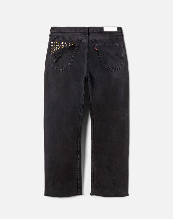 Re Done Multi Stud Boyfriend Jean Black Multi Stud