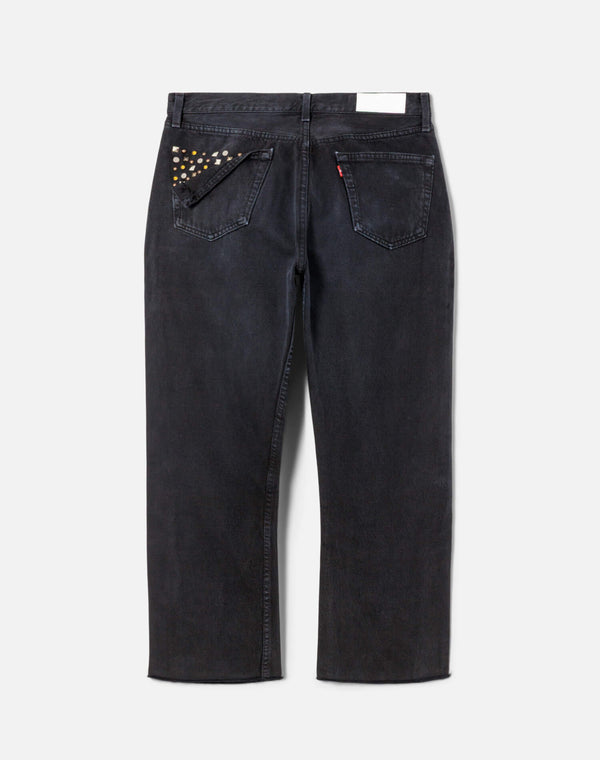 Re Done Multi Stud Boyfriend Jean Black Multi Stud