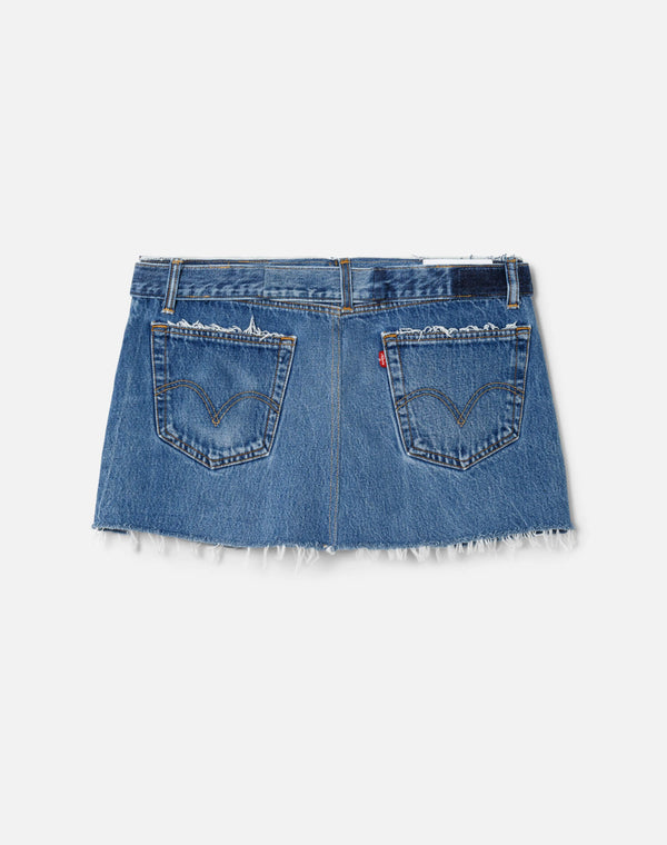Re Done Raw Waist Mini Skirt Indigo