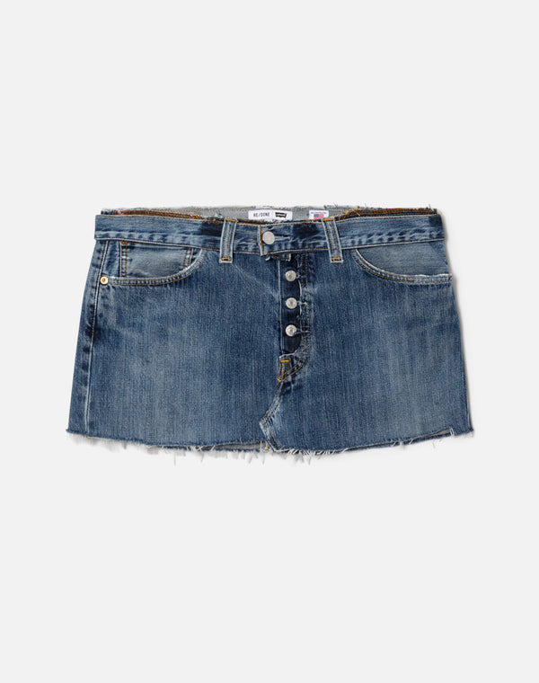 re done Raw Waist Mini Skirt Indigo