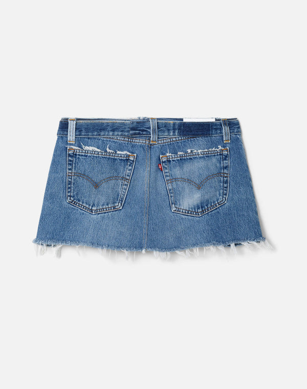 Re Done Raw Waist Mini Skirt Indigo