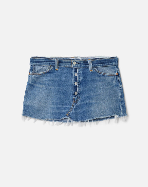 re done Raw Waist Mini Skirt Indigo