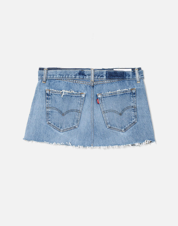 Re Done Raw Waist Mini Skirt Indigo