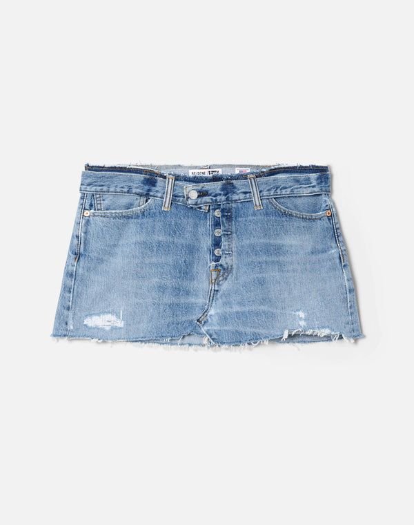 re done Raw Waist Mini Skirt Indigo
