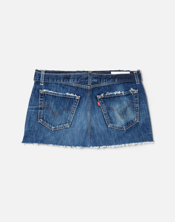 Re Done Raw Waist Mini Skirt Indigo